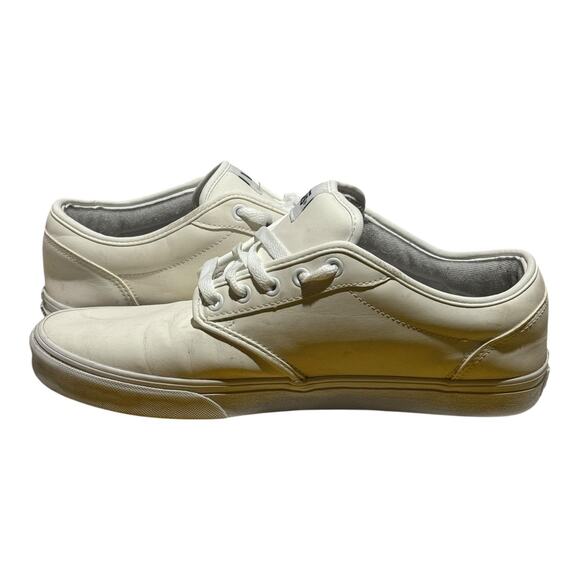 Vans Low Top Leather White Sneakers Men's Size 11 Casual Skate Shoes - Picture 6 of 9